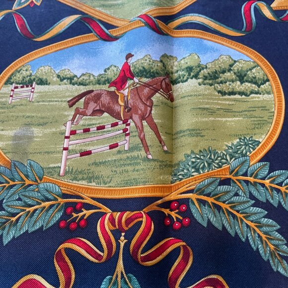 Salvatore Ferragamo Vintage Silk Scarf – Equestrian & Sports Theme - Picture 5 of 15